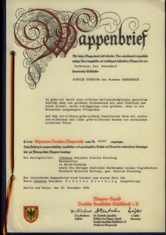 Originaldokument Pro Heraldica 1984